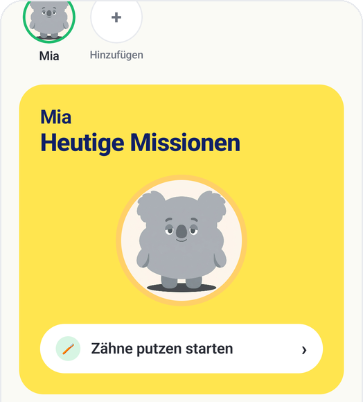 Kids Habit Startbildschirm mit der Karte der heutigen Missionen